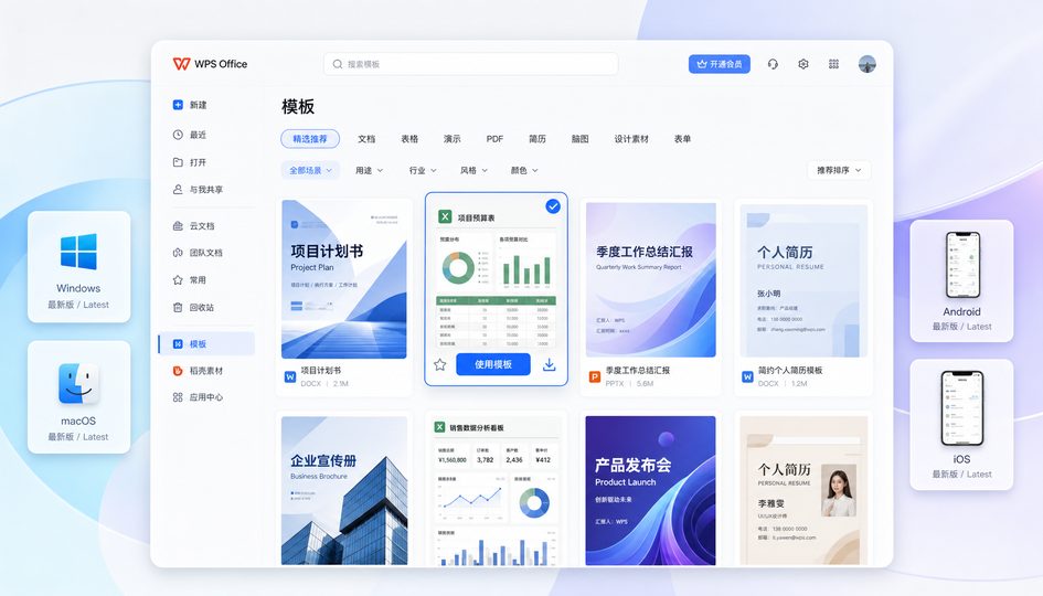 WPS模板商城视觉预览